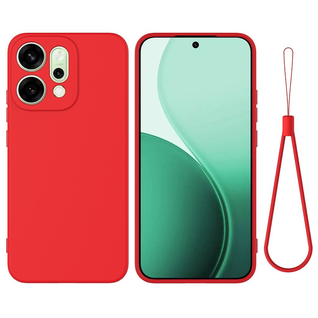 For Oppo Reno14 5G (China)/Oppo Reno14 5G (Global) Liquid Silicone Case Phone Back Cover with Hand Strap