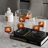 European Cylinder Hurricane Glass Oil Lamp Candle Holder - Windproof Home Decoration and Candlelight Dinner Gift.
