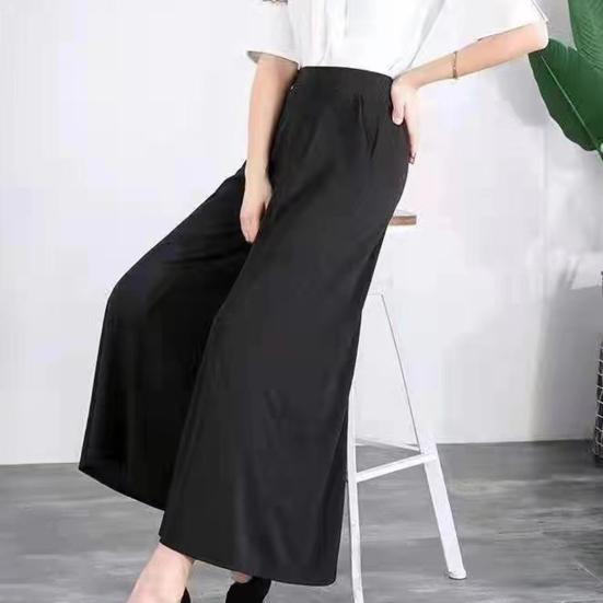 Женские брюки-костюмы, эластичные, с высокой талией, широкие, длинные брюки с карманами, однотонные, повседневные брюки для повседневной носки