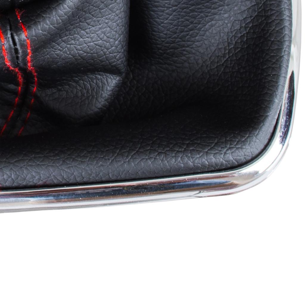 VW Golf IV 97-03 Gear Shift Knob + Boot with RED Thread and CHROME Frame 5 SPEED 23MM HOLE
