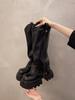 Fashion 2024 Autumn Women's Knee High Boots Western Round Toe Long Boots Women Western Shoes Chunky Heel Platform Women