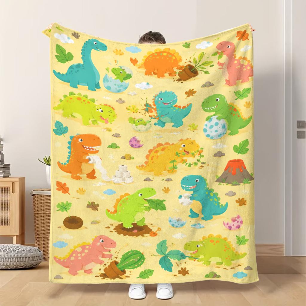 1 Flannel Throw Blanket Dinosaur Life Scene 56 Shawl Blanket Nap Blanket Sofa Blanket Lightweight Soft Comfortable and Warm Suitab