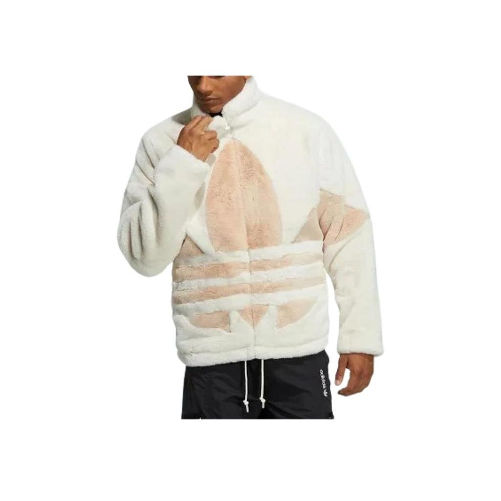 Adidas Originals Large Logo Stand Collar Sports Jacket Unisex Jackets Pink White HC0324