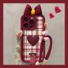 Клетчатый шнурок Love Bow Doll, подходящий для Apple 13, чехол для мобильного телефона Iphone14PRO Lambskin X, устойчивый к падению