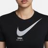 Nike Футболка с коротким рукавом и принтом логотипа в виде буквы, женская, черная, DZ3750-010