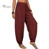 Женские повседневные брюки, эластичные, с высокой талией, однотонные шаровары с карманами, свободный крой, дышащие, длинные брюки, повседневная одежда