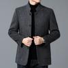 Двустороннее шерстяное пальто для мужчин, воротник-стойка высокого качества, шерстяное пальто средней длины из кашемира, шерстяной топ для папы среднего возраста