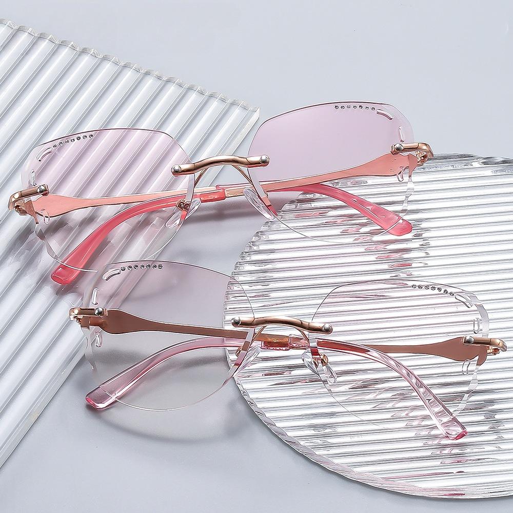 Безободковые ультралегкие очки для чтения с модным дизайном краев с огранкой «бриллиант» для женщин, защита от синего света и защита от усталости