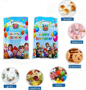 10/20pcs Cocomelon Gift Bags Goodie Bags Loot Bag Birthday Party Favors Supplies Decoration Chocolate Cookies Candy Bag
