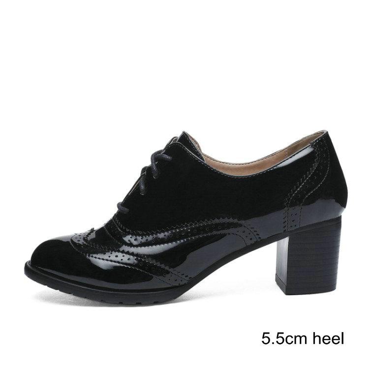 Women Brogues Shoes High Heels Derby Oxford Shoes Woman