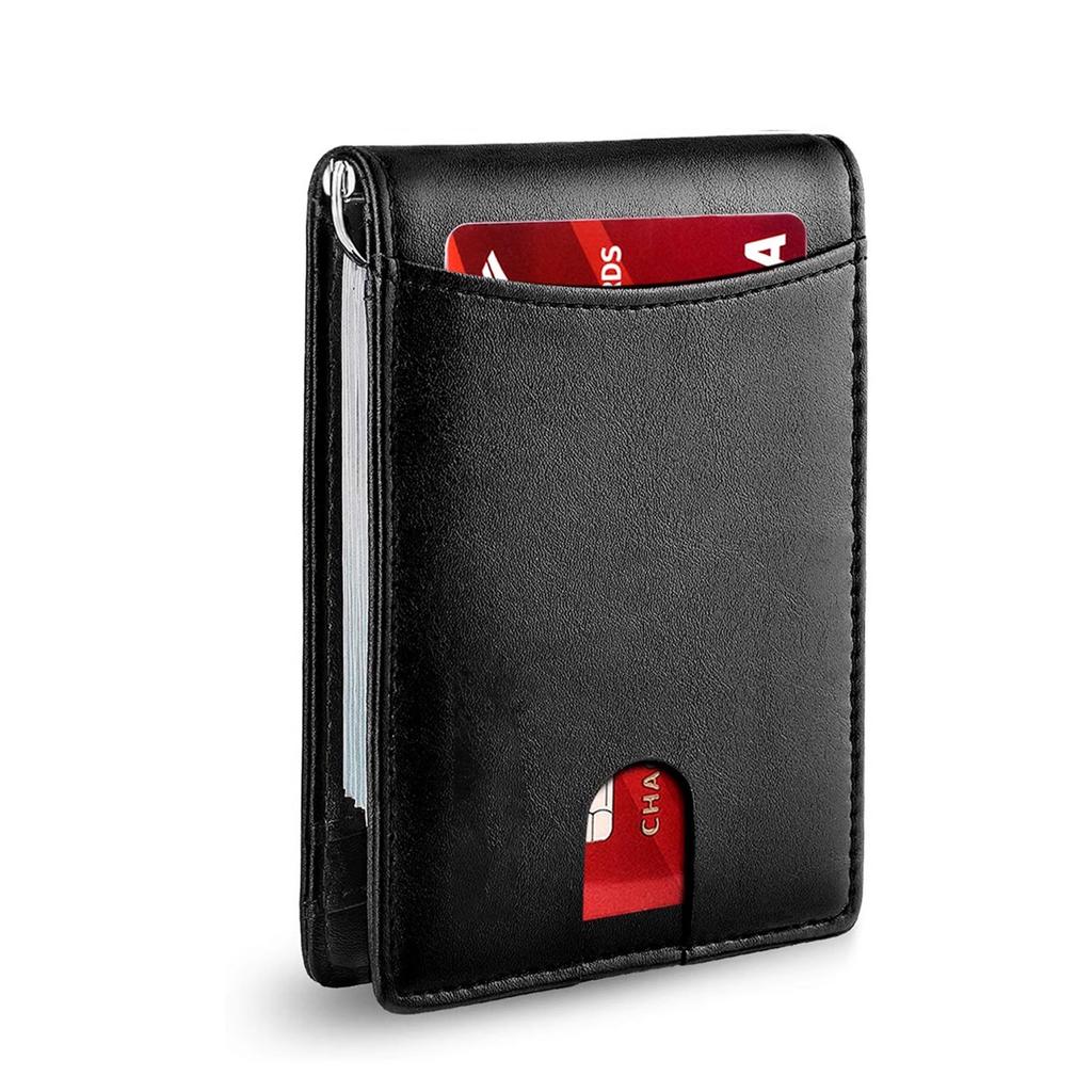 Men's Ultra-thin Wallet Europe and the United States Simple Casual RFID Dollar Clip Leather Card Bag Wallet Men Integrated