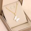 Temperament Elegant White Butterfly Pendant Necklaces For Women Korean Fashion Sweet Sexy Stainless Steel Female Clavicle Chain