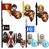 Middle Military Figure Burton Elite Warrior Valley Knight Heavy Armored Soldier Weapon Shield Flag Model Building Blocks