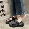 Belt Buckle Slippers Women's 2025 Summer New Versatile Outer Wear Platform Beach Slippers Comfortable Breathable Sandals