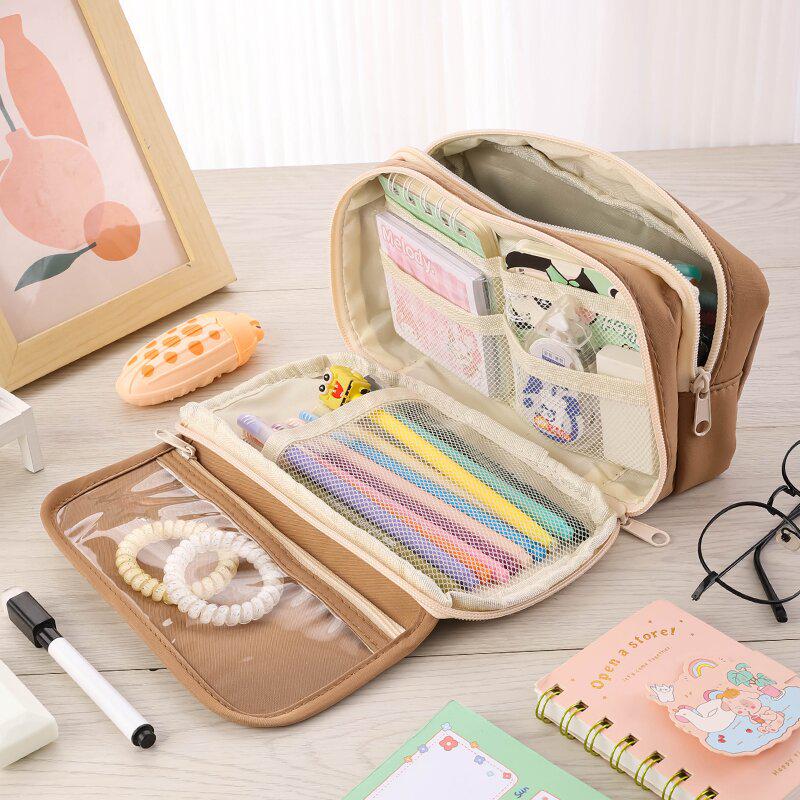 Nine-Layer Transparent Panda Pencil Case - Stylish and Practical Stationery Bag for Students