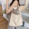 Summer Women PU Leather Shoulder Bag Female Large Capacity Drawstring Tote Bags Casual Handbags Lightweight Pleated Shopper Bags