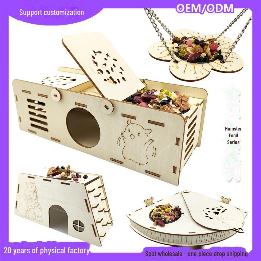 Деревянная миска для еды и развивающие игрушки для хомяков: Качели, дорожка для разбега, укрытие, тренировочная рама и лестница для подъема