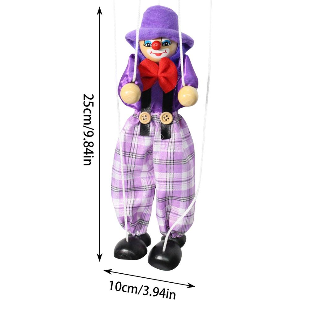 Красочная мини-кукла-марионетка клоуна на веревочке, винтажная, забавная, традиционная, классическая игрушка с подвижными суставами для маленьких мальчиков или девочек