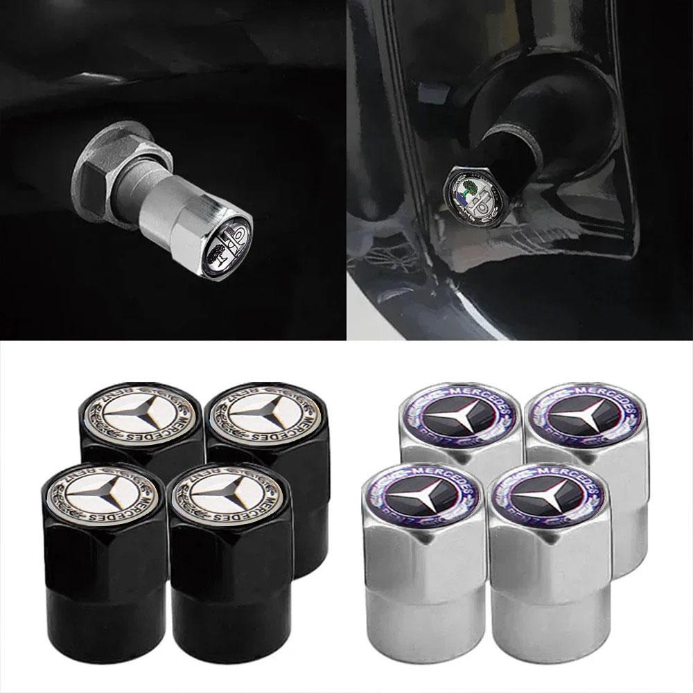 4Pcs Car Wheel Tire Valve Caps Air Stem Covers For Mercedes Benz AMG A B C E S G Class CLA W117 C117 GLA CLK SLK CLA GLK GLE GLS FE1
