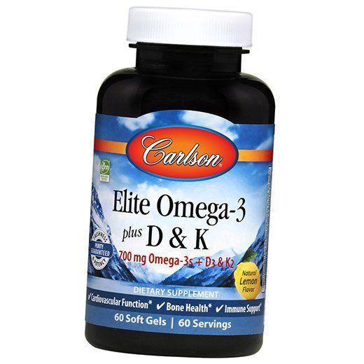 Omega 3 with Vitamins D and K, Elite Omega-3 + D & K, Carlson Labs 60gelcaps Lemon (67353029)