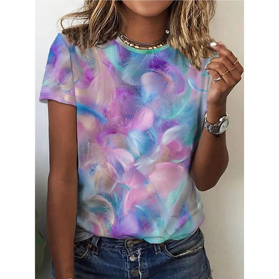 Женская футболка с принтом в виде бабочки и цветов - Удобная футболка с коротким рукавом и круглым вырезом, модная 3D-печать