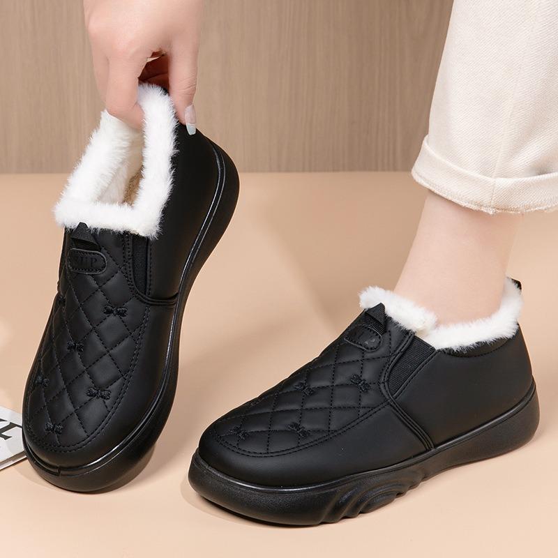 Cotton Shoes Women's Winter Velvet Doudou Shoes Waterproof and Warm One-pedal Mother Cotton Boots Thickened Non-slip Lazy Work Cotton Shoes