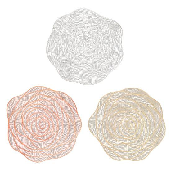 PVC Placemats Heat-Resistant Waterproof Oil-Proof Dining Table Mats Rose Design