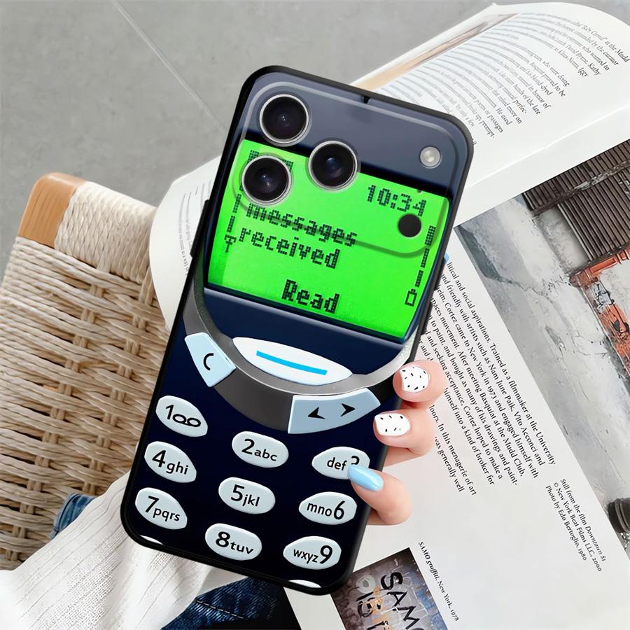 Черный Мягкий Чехол для Телефона для iPhone XR 15 16 14 Plus 13 12 11 17 Pro Max 7 8 XS Max 17Air Ретро Модель Телефона