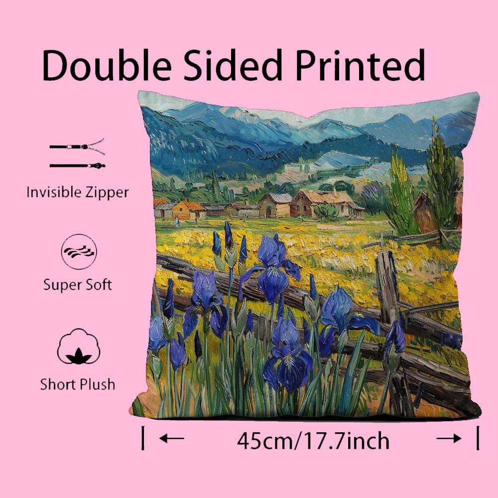 Landscape Painting Style Pillow Case Pattern Printing Pillowcase Living Room Sofa Cushion Cover Bedroom Room Decor