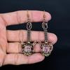 Pink Kunzite Earrings Gemstone Jewelry, 999 Copper Wire Wrapped Earrings, Handmade Jewelry Birthstone Earrings, Gift For Him