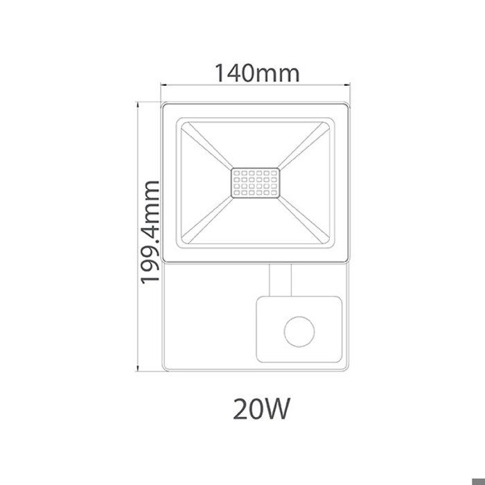 Projecteur LED INDUS-S avec détecteur 20W IP44 6000K