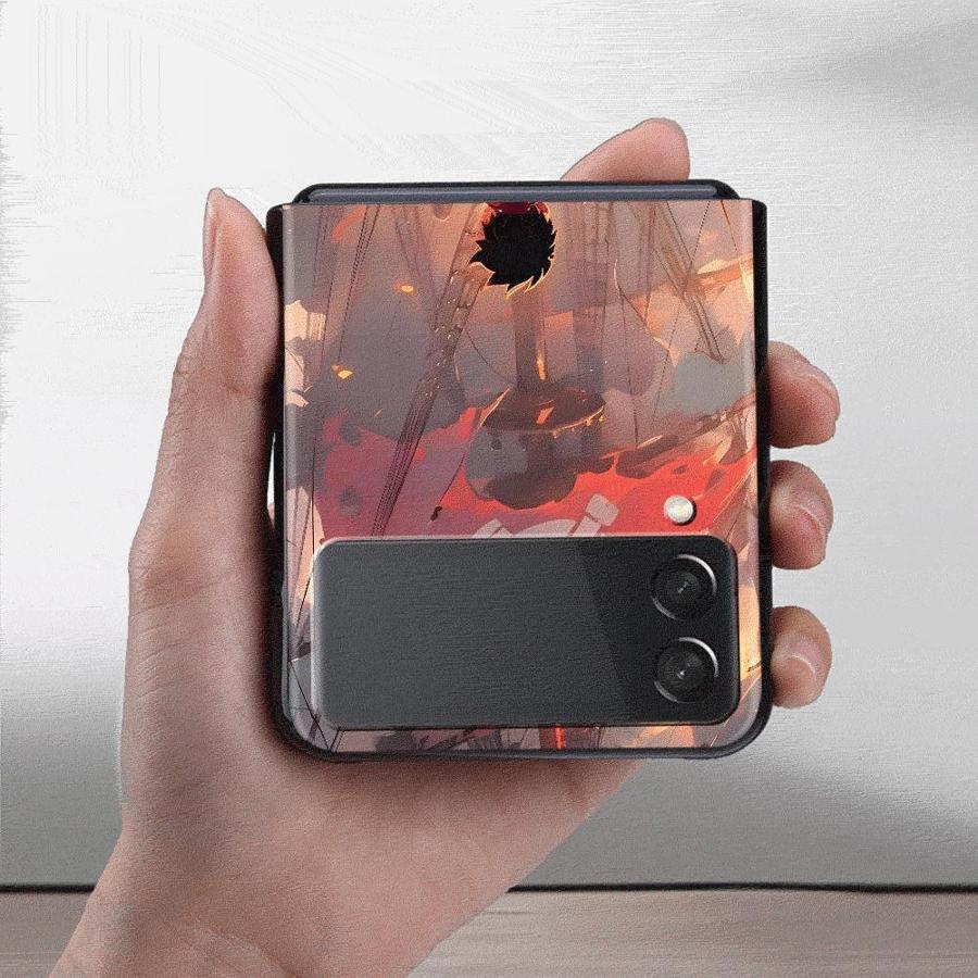 Задняя крышка чехол Funda для Samsung Galaxy Flip4 Flip6 Flip7 FE Flip5 Flip3 Z Flip 7 6 5 4 3 One Piece Luffy Крутое Искусство