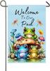Welcome To Our Pad Frog Garden Ags for Outside 12x18 Inch Double Sided Mushrooms Frogs Cottagecore Decor Spring Summer Pon SSL