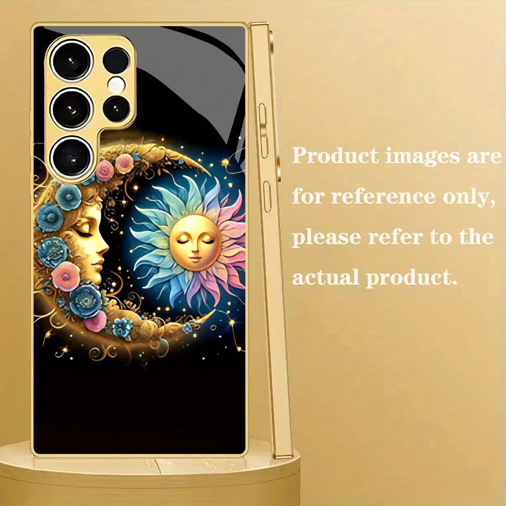 Металлическое стеклянное чехол для телефона Звезда Луна Подходит для Samsung Galaxy S26 S25 S24 S22 S21 S20 FE/Ultra/Plus Противоударная задняя крышка