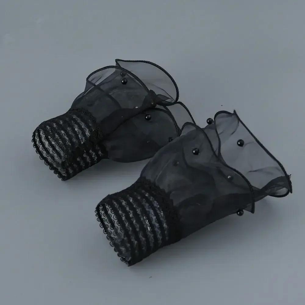 Тюль для нейл-арта, фотоперчатка, накладная плиссированная манжета, реквизит для маникюрной фотографии, дисплей для типсов, рукав, модные аксессуары