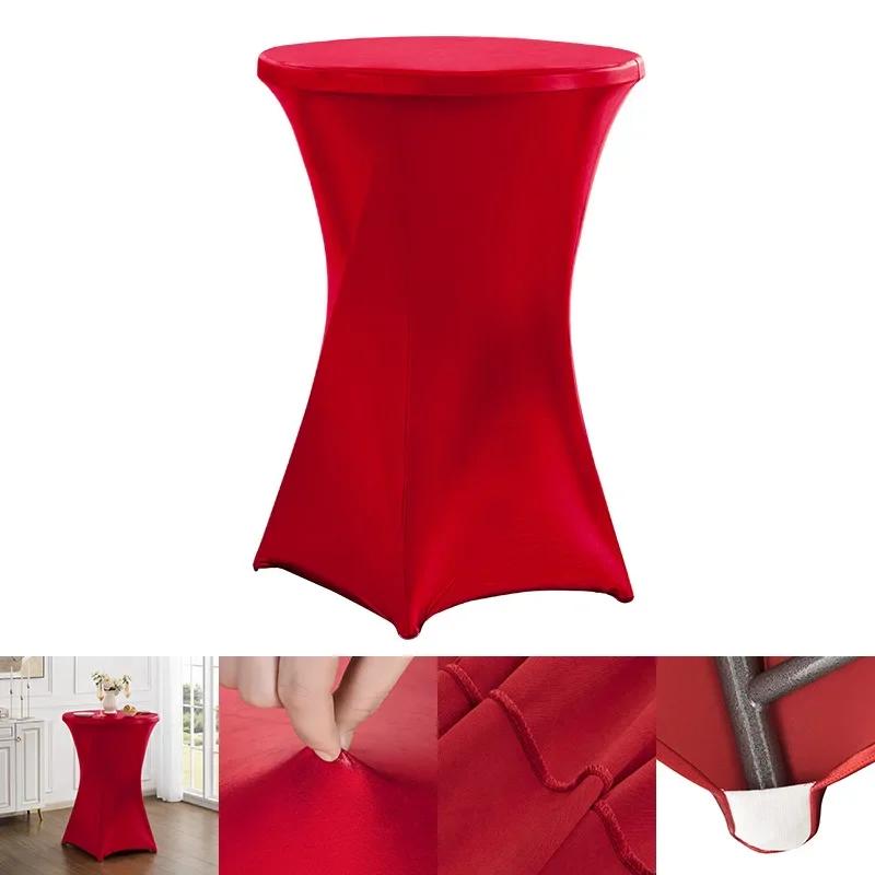Metallic Cocktail Tablecloth Spandex Round Table Cloth Cover For Hotel Banquet Party Wedding Decoration Four Legs Round Base