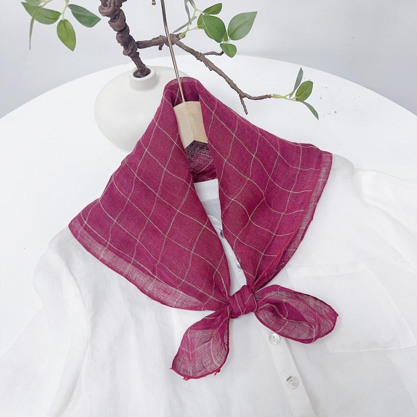 Clearance Welfare Retro Linen Square Scarf Literary And Versatile Women'S Summer Neck Protection Cotton And Linen Small Silk Scarf Scarf Printed Model