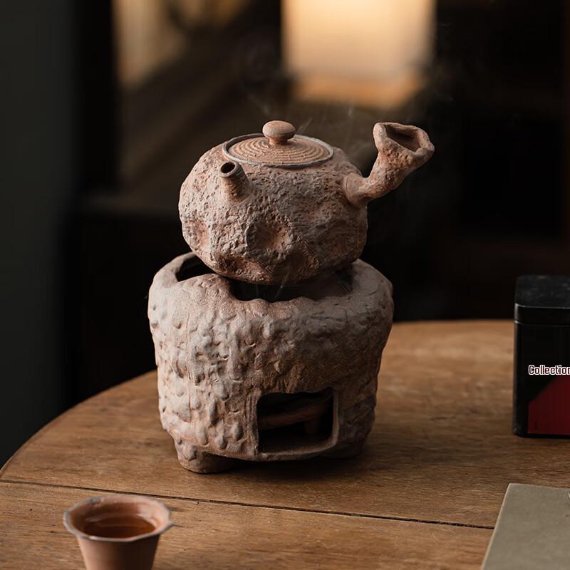 Винтажный глиняный комнатный чайный самовар и набор чайников