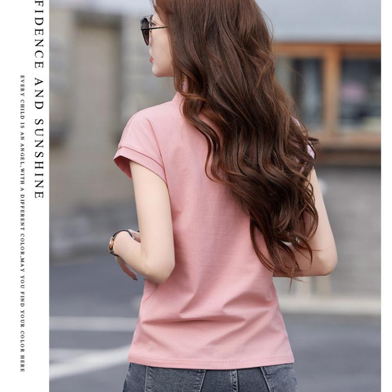 Женская футболка с короткими рукавами, корейская офисная футболка-поло Za Woman, повседневная женская рубашка с лацканами и короткими рукавами