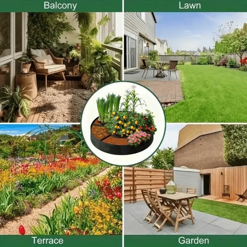 Freestanding Garden Grow Bags Circular Divided Planter Plant Nursery for Balcony Patio Yard Deck