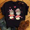 Cartoon Owl Printed Pure Cotton Tshirt with Cute Pattern for Unisex and Women Casual Round Neck Harajuku Style Short Sleeved Shirt