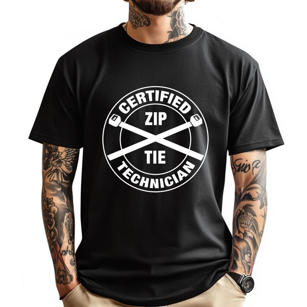 Certified Zip Tie Technician Humorous Funny Guy Funny T Shirts Fashionable and Trendy Men's T-Shirts Vaporwave - Men's Summer...