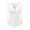 Fall And Winter New Women's Clothing V-neck Button Solid Color Long-sleeved T-shirt Women