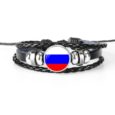 Браслет с флагом России, спортивные кожаные браслеты из нержавеющей стали для мужчин и женщин, ювелирные изделия