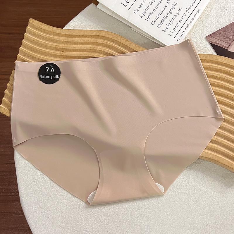 "[Новинка] Бесшовные трусы из шелка Mulberry со средней посадкой: Мягкое антибактериальное нижнее белье для девочек.