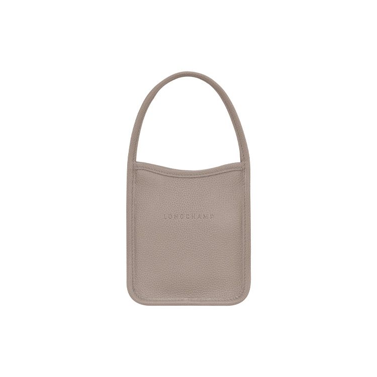 Longchamp Le Foulonné 14 Solid Open Short Handle Letter Embossed Leather Storage Tote Bag Mini Women Tote Bags Dove-Grey 10186021P55
