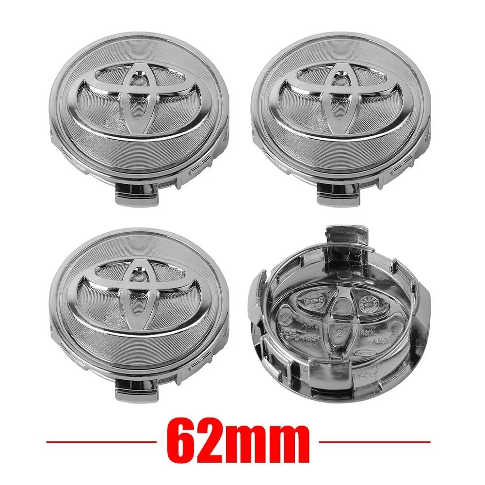 4Pcs Car Wheel Hub Center Cap Badge Decoration Cover 62mm Universal Fit for Toyota Prado Yaris Hilux Verso Fortuner Supra Cor