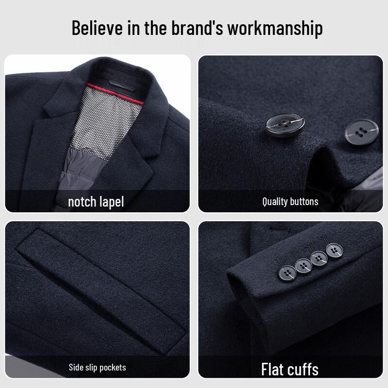 ROMON Мужское полупальто средней длины из смесовой шерсти с подкладкой из пуха