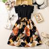 Girls Princess Dress Summer Children's Fashion Print Patchwork Short Sleeve Dress