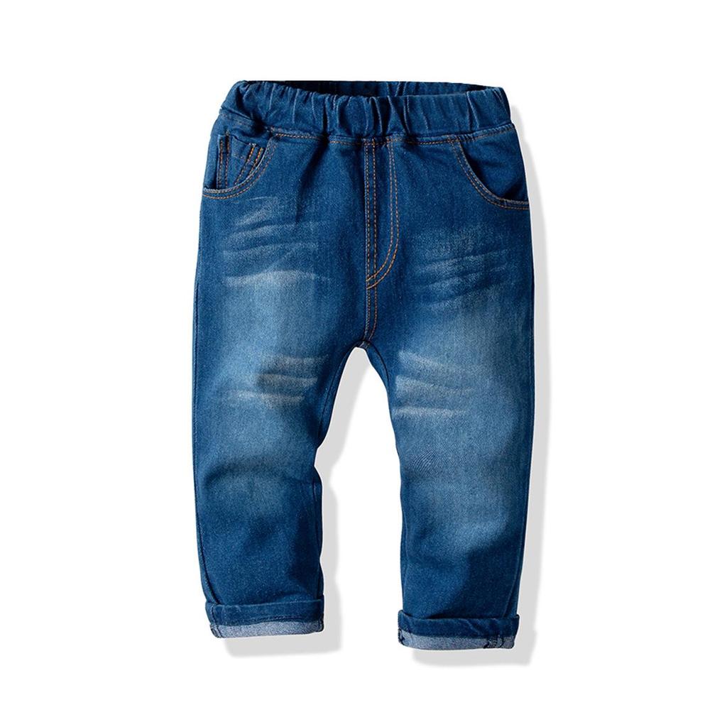 2024 Kids' Cotton Denim Stretch Pants - Slim-Fit for Boys, Spring & Autumn
